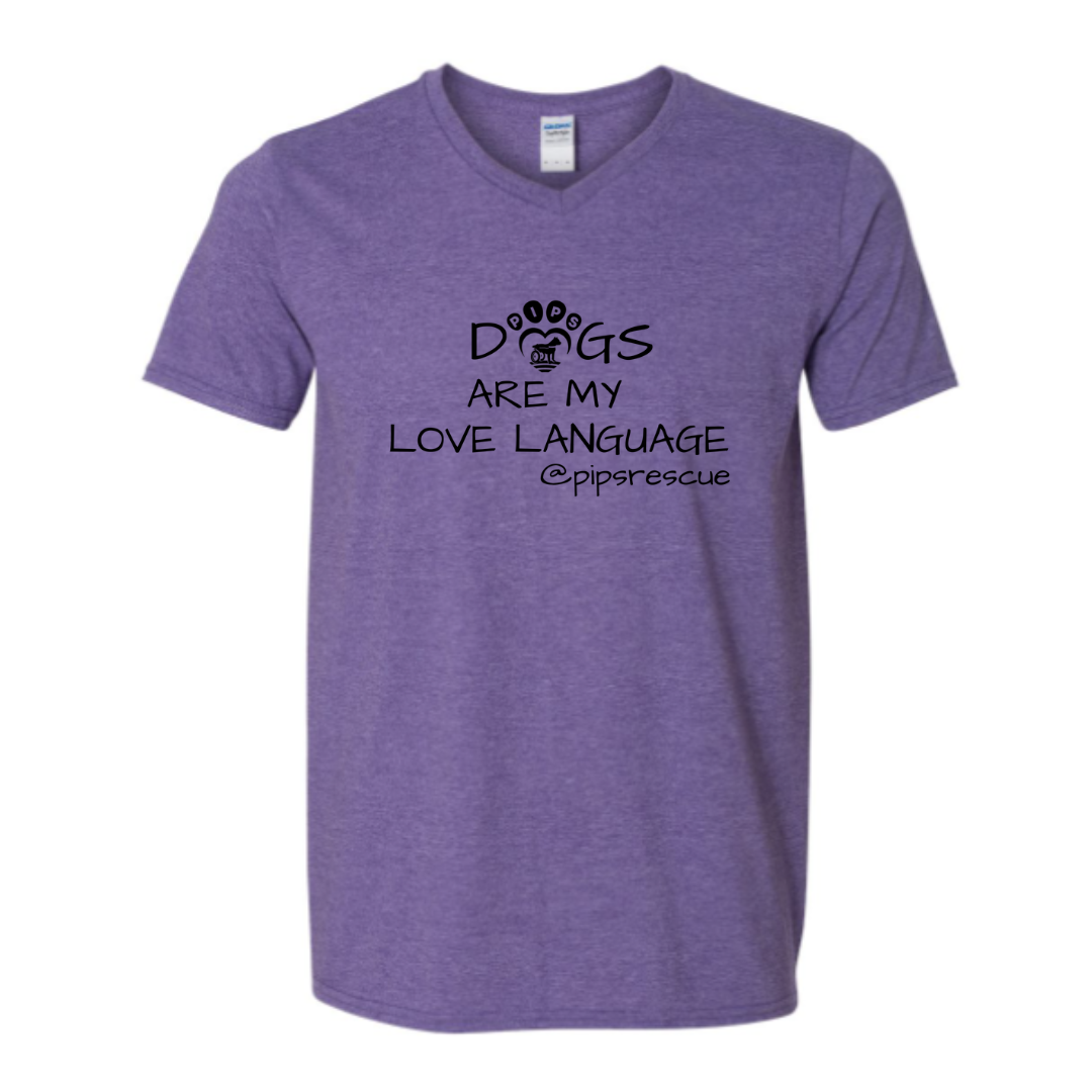 PIPS - "Dogs Are My Love Language" V-Neck Tee